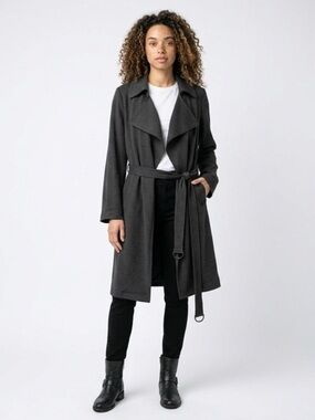 IMAN Black Belted Trench Coat